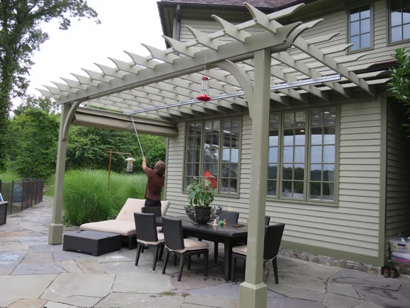 Attached post and beam pergola